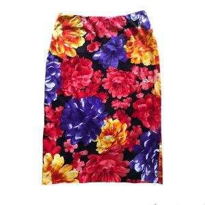 Black Floral Pencil Skirt
